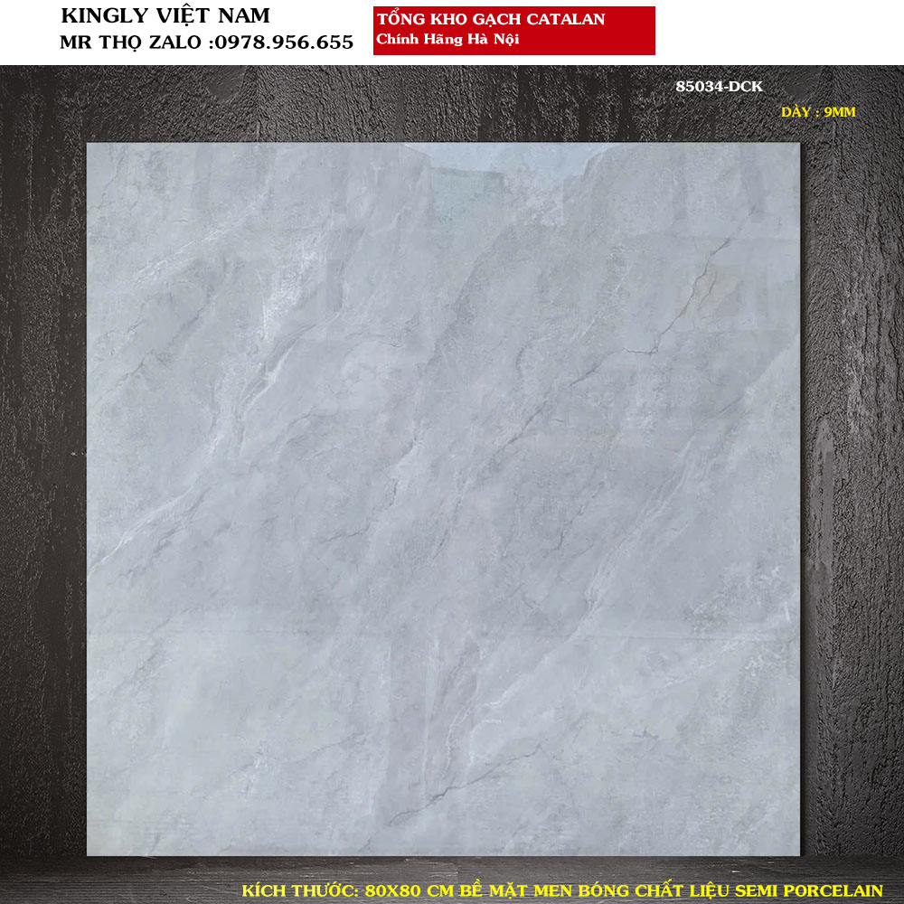 Gạch lát nền Catalan 80x80 Men bóng 85034 Màu xám ghi A1